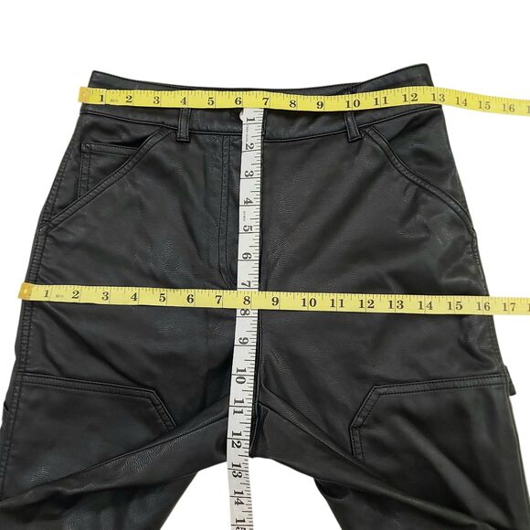 Wilfred Free Pants Womens 2 Black Faux Leather Cargo High Rise Utility Vegan - Picture 11 of 12